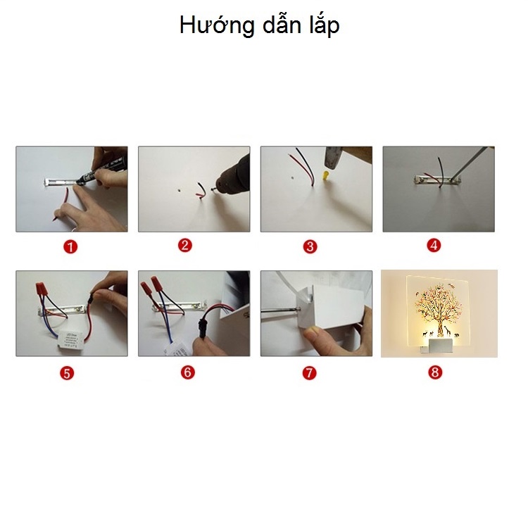 Đèn gắn tường trang trí phòng ngủ C6442 6W, sáng vàng, ảnh đèn sơn phủ nano siêu bền, bảo hành 12 tháng