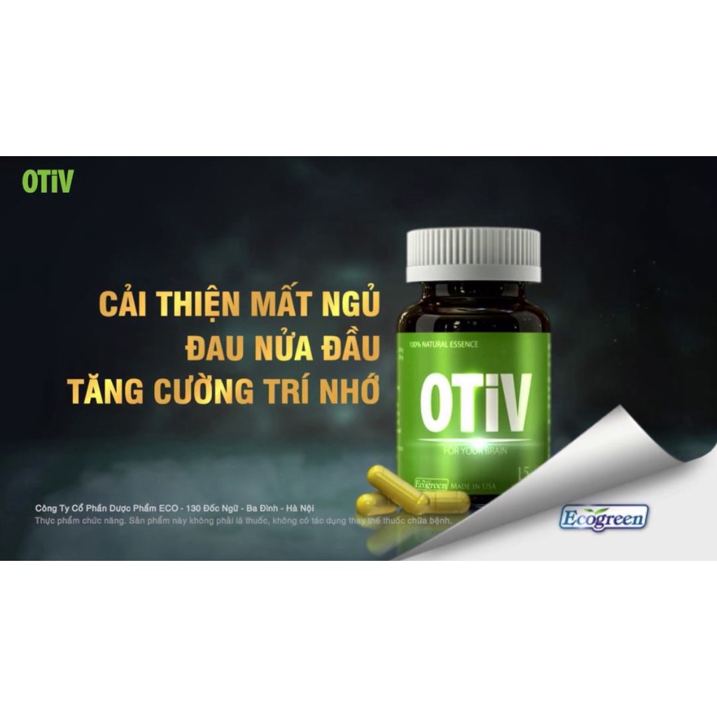 Otiv Bổ não hộp 30 viên dưỡng não -  Tuần hoàn não từ thảo dược, hoạt huyết dưỡng não