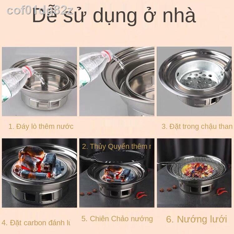 ▩Vỉ nướng nướng tròn không khói Bếp nướng than gia đình full inox Bếp nướng thương mại trong nhà ngoài trời Lò nướng car