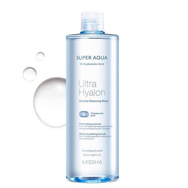 Nước tẩy trang cấp ẩm chuyên sâu Missha Super Aqua Ultra Hyalron Micellar Cleansing Water 500ml