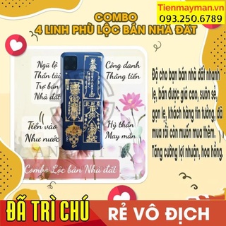 Combo 4 miếng dán linh phù lộc bán nhà đât, CÔNG DANH - NGŨ LỘ THẦN TÀI - T.IỀN VÀO NHƯ NƯỚC - HỶ THẦN TÀI