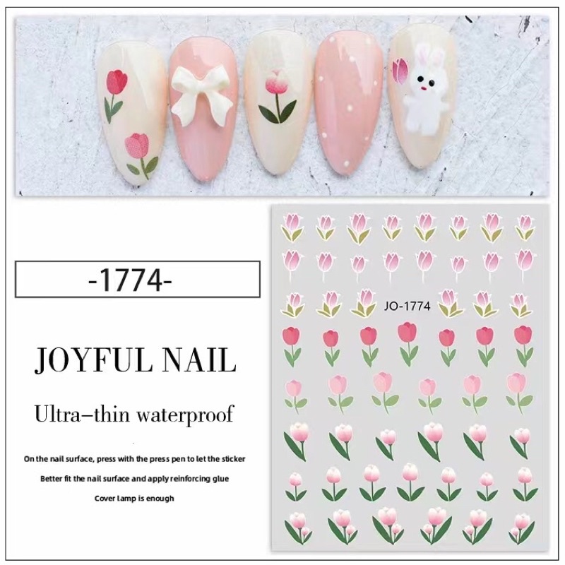 Sticker mẫu hoa trang trí dán móng tay nail