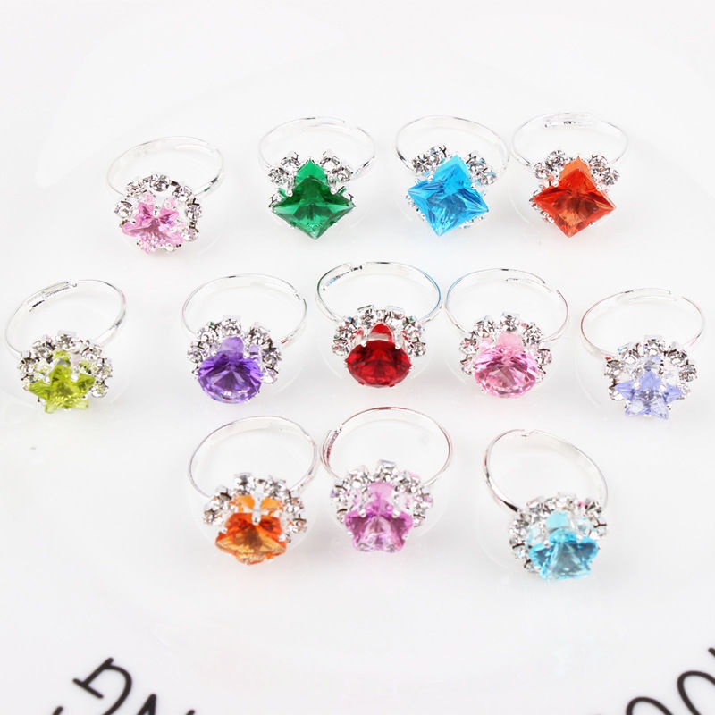 Hộp 36 Nhẫn Đính Đá Nhiều Màu Sắc Dễ Thương Dành Cho Trẻ Em