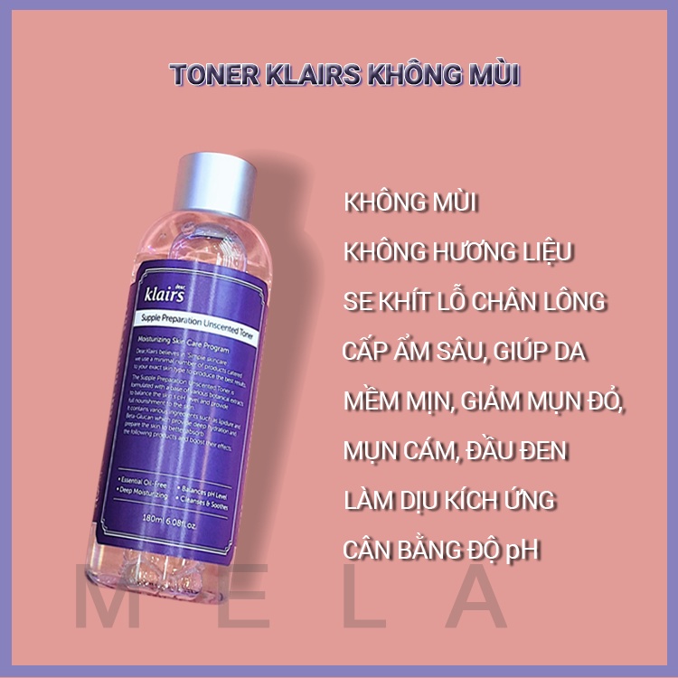 ✅[NHẬP KHẨU] Nước Hoa Hồng Dears,Klairs Supple Preparation Toner 180ML