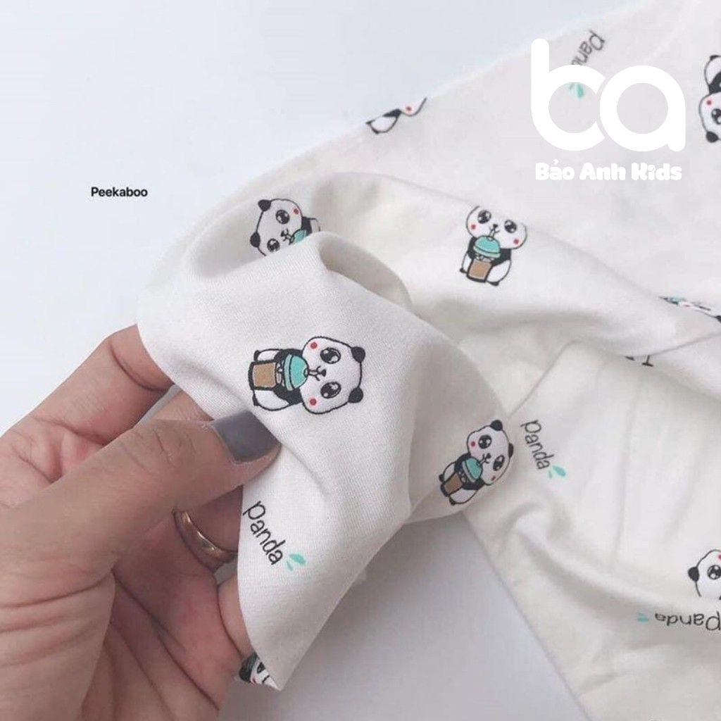 Bộ Đồ Cho Bé Trai Bé Gái Dài Tay Chất Thun Lạnh Mềm Mịn Họa Tiết Panda, Bộ Quần Áo Cho Bé Mặc Nhà - TDLCPAND