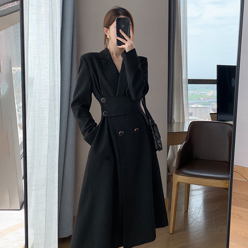 Đầm ôm dài tay cổ vest eo vừa thời trang mùa thu hàng mới chất lượng cao trực tuyến