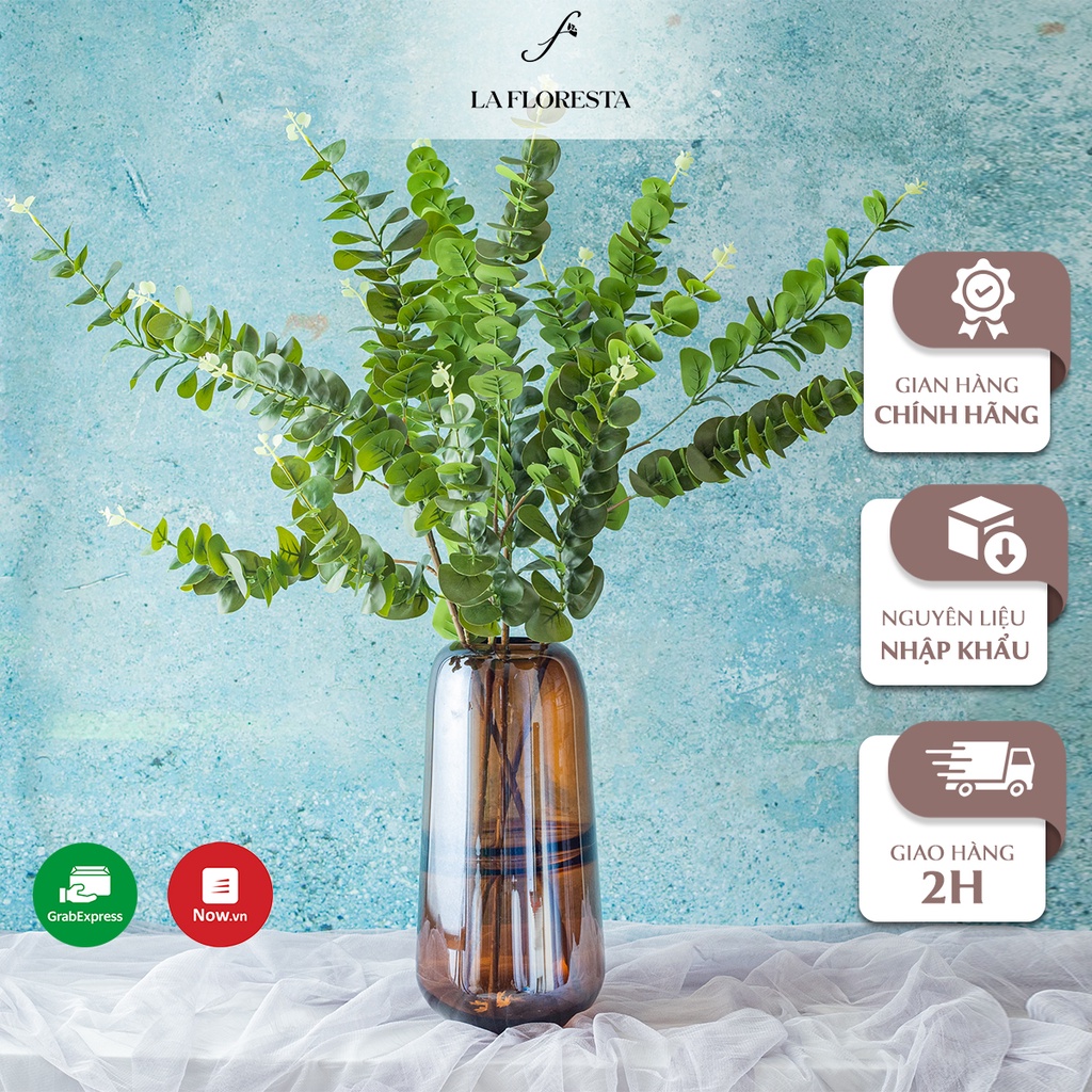 Cành Lá Giả Kim Tiê`n Kim Phát 3 Nhánh LA FLORESTA, Dùng Để Cắm Bình Trang Trí Nhà Cửa, Quán Cafe, Nhà Hàng