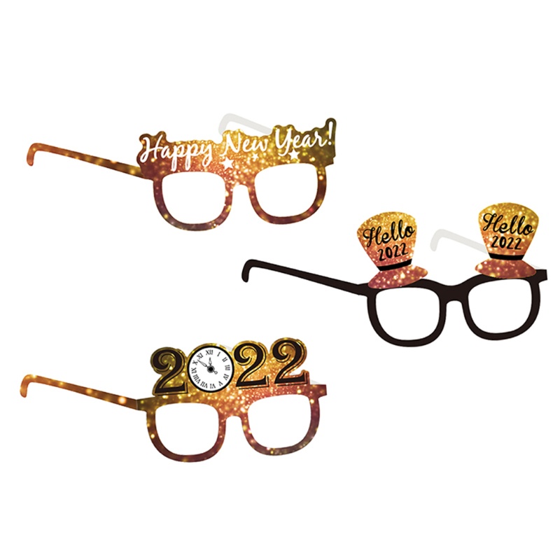 Set 6 Mắt Kính Đính Kim Tuyến Lấp Lánh Dùng Trang Trí Tiệc Giáng Sinh Năm Mới