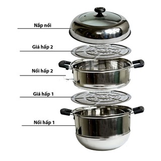 Bộ nồi hấp 3 tầng inox 28cm