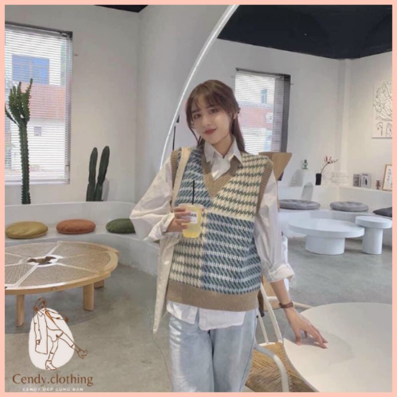 [Hàng Cao Cấp Loại 1 + Ảnh Thật] Áo Gilê Len Kẻ Cendy Clothing - CD023