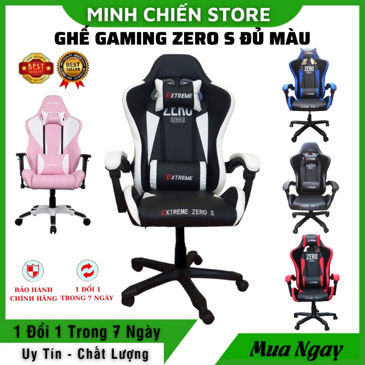 Ghế Gaming Extreme Zero S (Trắng, Đen, Xanh, Hồng Nhạt, Đỏ) Ghế Chơi Game Đi kèm Gối lưng Gối đầu Chống Đau mỏi hiệu quả