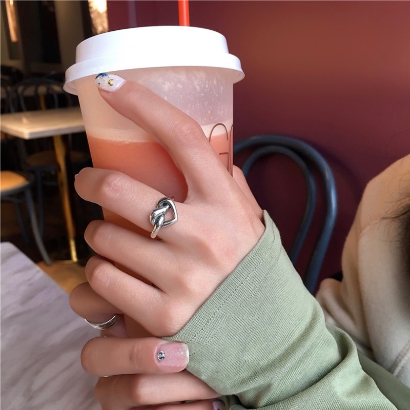 Nhẫn Đeo Tay Bằng Kim Loại Mạ Bạc Phong Cách Vintage Thời Trang Có Thể Điều Chỉnh Cho Nữ