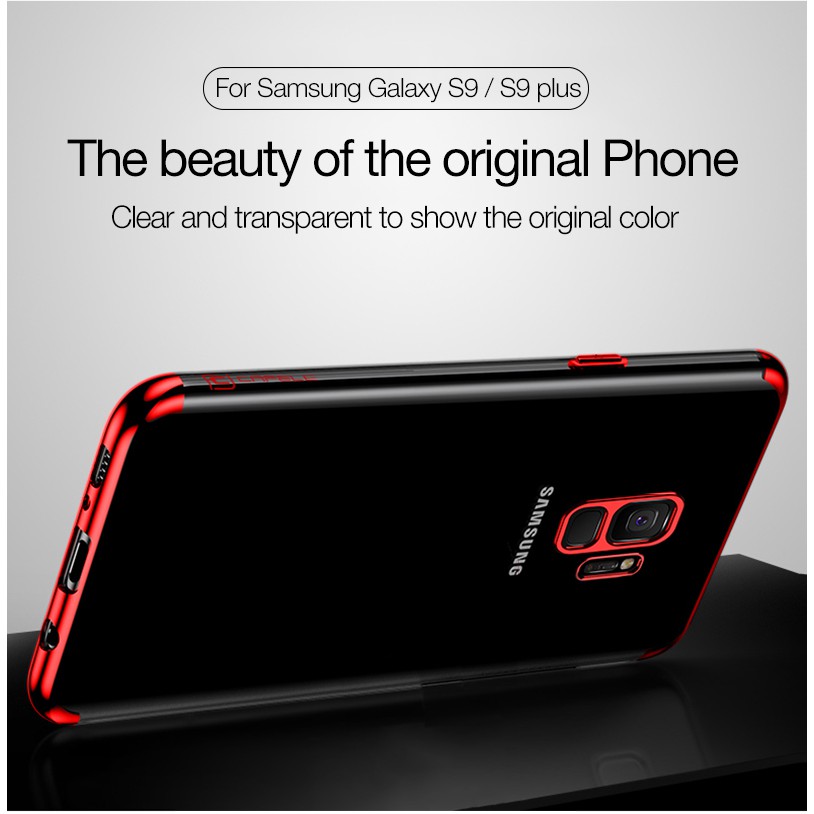 Ốp lưng Samsung S9 dẻo trong suốt viền xi màu