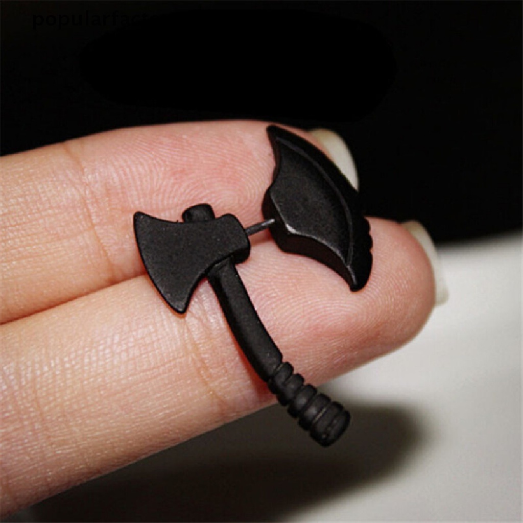 1 Bông Tai Đinh Tán Hình Rìu Đen 3D Cho Nam Nữ
