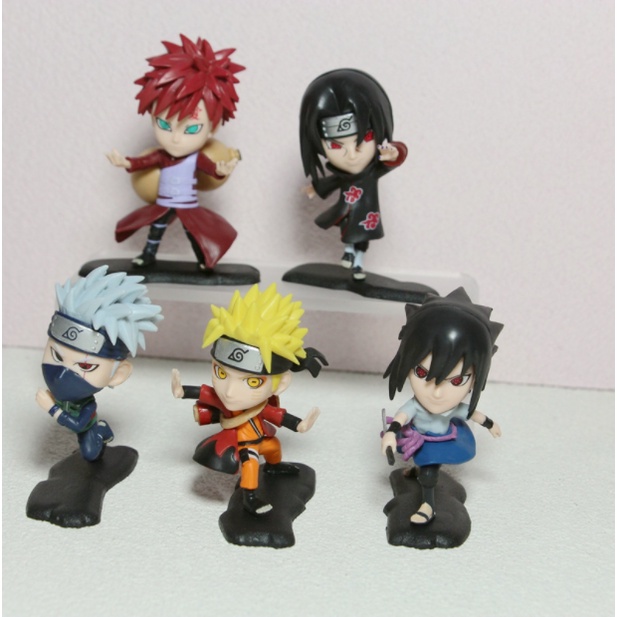 Mô Hình Naruto ChiBi, Bộ 5 Mô Hình Naruto, Kakashi, Itachi, Garaa, Sasuke Siêu Đẹp Cao 8,5 cm - Tượng Figure