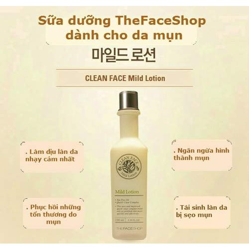 Sữa Dưỡng TheFaceShop Clean Face Mild Lotion 130ml