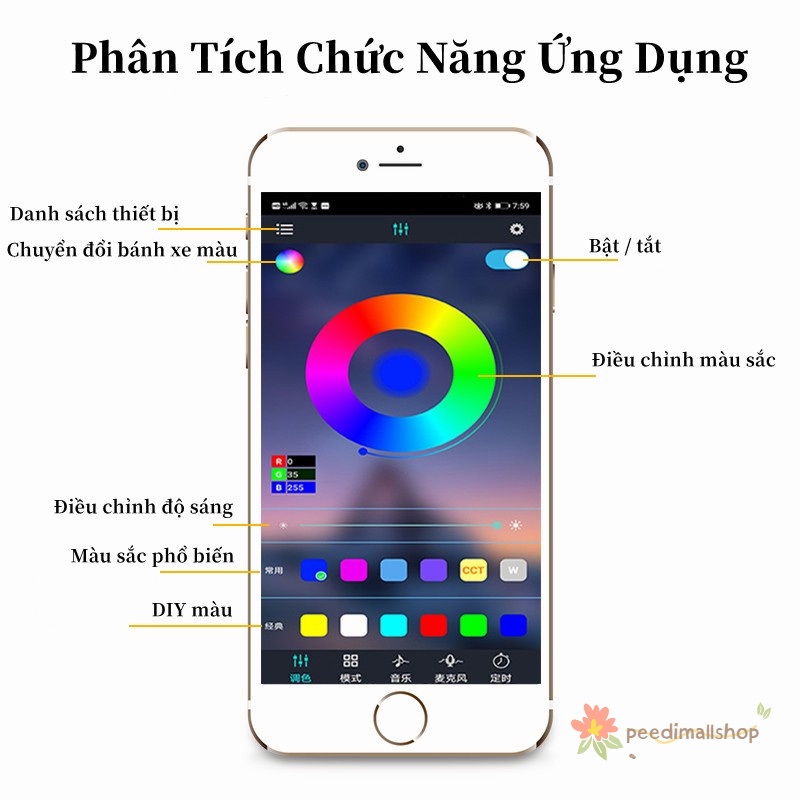 Đèn Led Tiktok Đèn LED Trang Trí Nhà bluetooth APP Điều Khiển Từ Xa 5V USB 2835 RGB 5050 3m5m