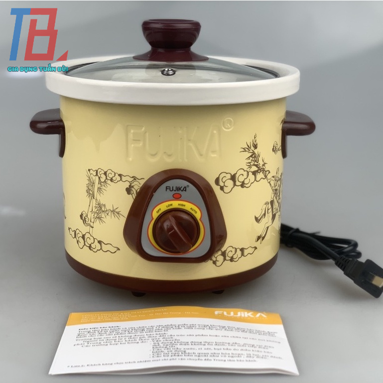 Nồi nấu cháo cho bé, nồi kho cá FUJIKA FJ-KC1.5L - FJ-KC2.5L, nồi hầm cháo chậm - Chính hãng BH 12 tháng