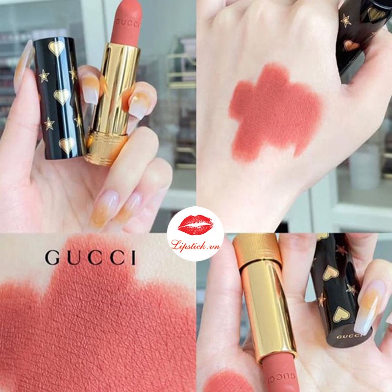 Son Gucci Rouge À Lèvres Voile Matte, chất son mịn siêu lì, son gucci cực đẹp, siêu sang chảnh 2021