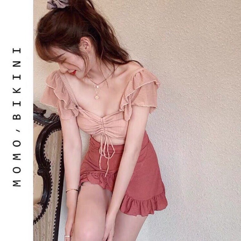 Bikini Đi Biển Dạng Váy Kín Đáo LUHAZO Cao Cấp ulzzang Quảng Châu  2 Mảnh 0351 C-8