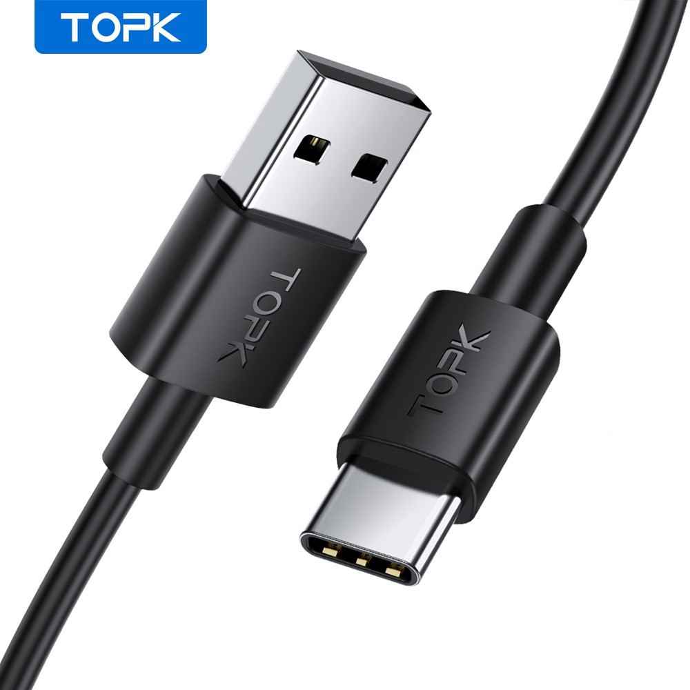 Dây cáp sạc nhanh USB Type C TOPK AN02 3A TPE Gel silica chất lượng cao cho Samsung Xiaomi OPPO