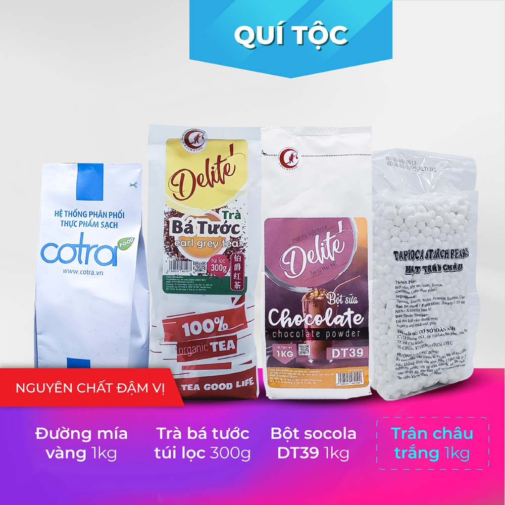 COMBO TRÀ SỮA QUÝ TỘC – Nguyên chất đậm vị ( Trà bá tước + Bột sữa chocolate DT39 + Trân châu + Đường đen)