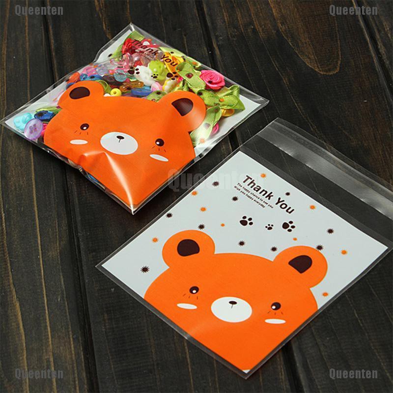 Set 100 túi đựng bánh kẹo trang trí hình gấu xinh xắn tiện dụng
