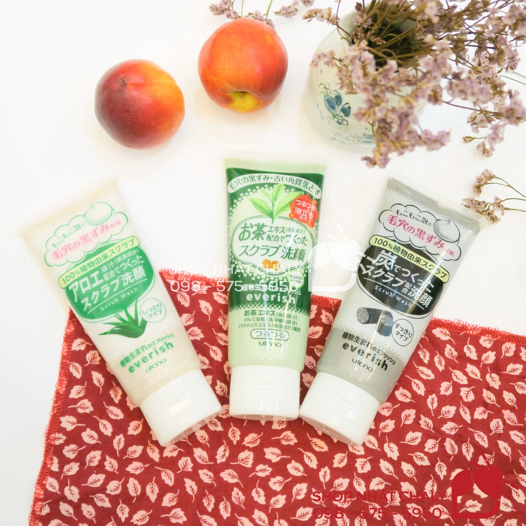 Sữa rửa mặt tẩy da chết Everish Utena Scrub của Nhật. Sạch s&acirc;u lỗ ch&acirc;n l&ocirc;ng. Rửa mặt ki&ecirc;m tẩy da chết gi&aacute; b&igrave;nh d&acirc;n