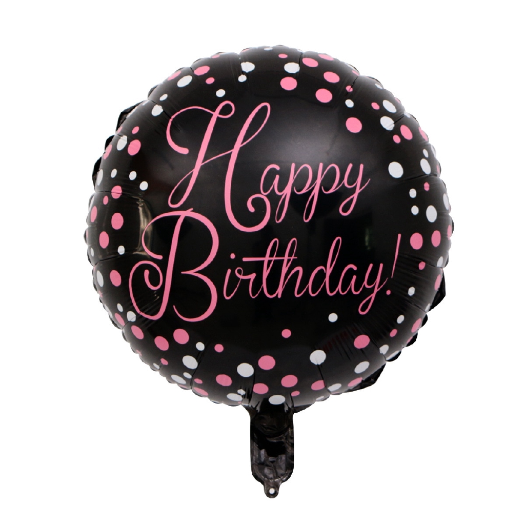 Bong Bóng Chữ Happy Birthday 18 inch Màu Đen Hồng Dùng Trang Trí Tiệc Sinh Nhật 14 Màu Tùy Chọn