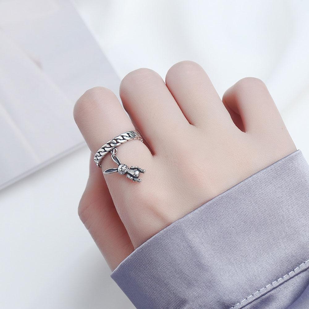 Nhẫn VANES1 Có Thể Điều Chỉnh Kích Cỡ Họa Tiết Hình Con Thỏ Dùng Cho Nữ|Trang Sức Dự Tiệc Màu Sắc Dành Cho Nữ
