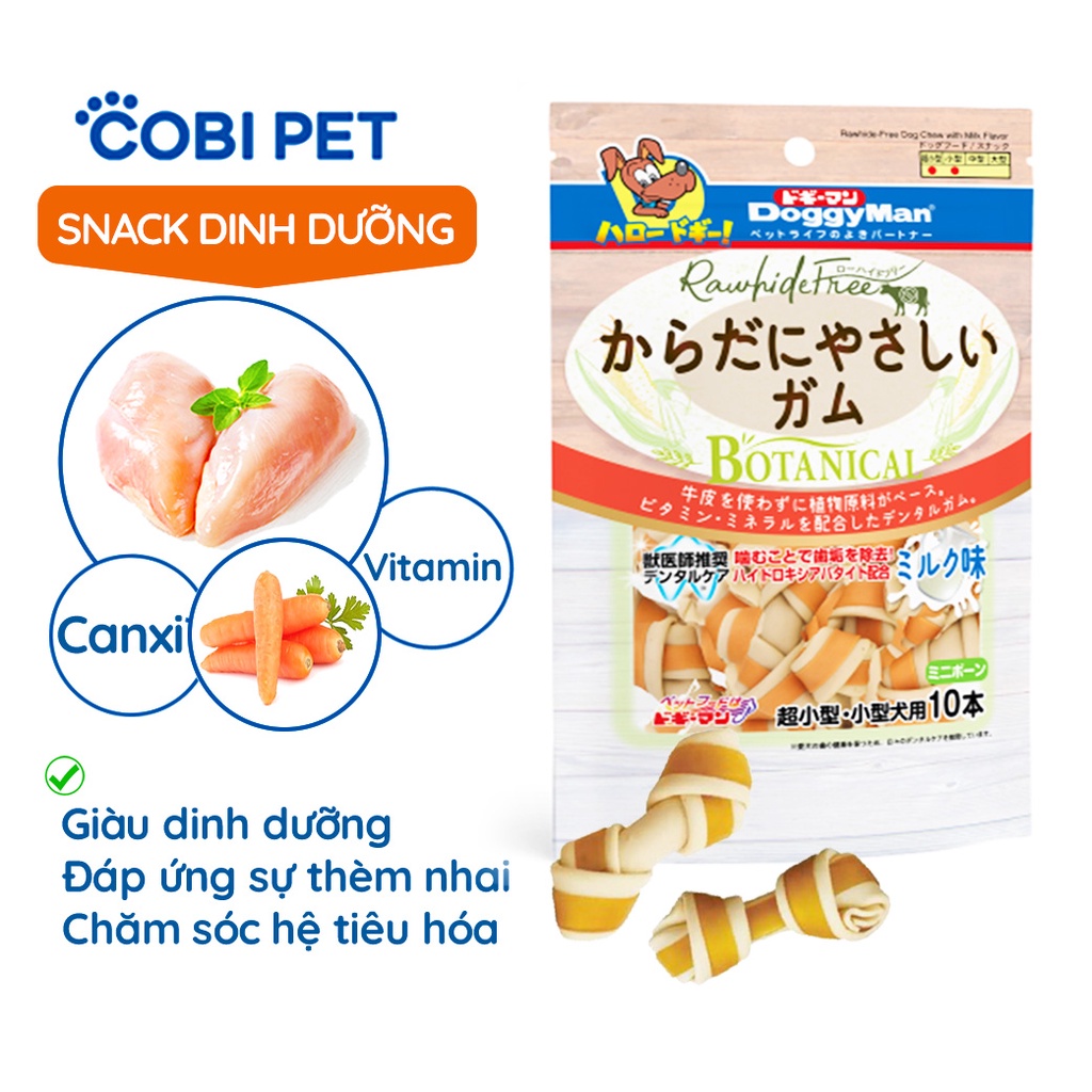 Doggy Man Healthy Chew Milk Flavor Mini 10Pcs/ Xương Nơ Hương Sữa