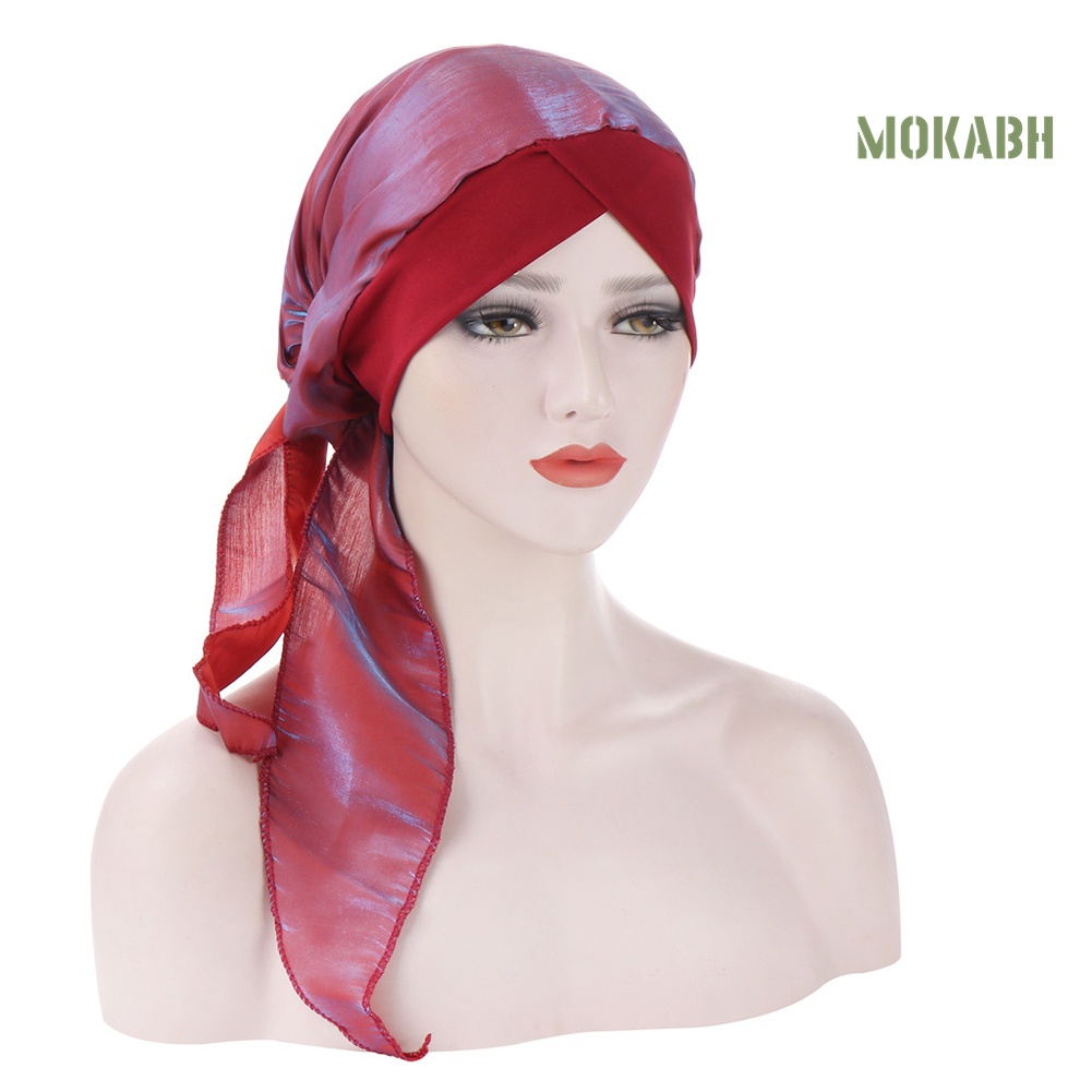 Mũ Turban Chiffon Đuôi Dài In Hoa Thời Trang Cho Nữ