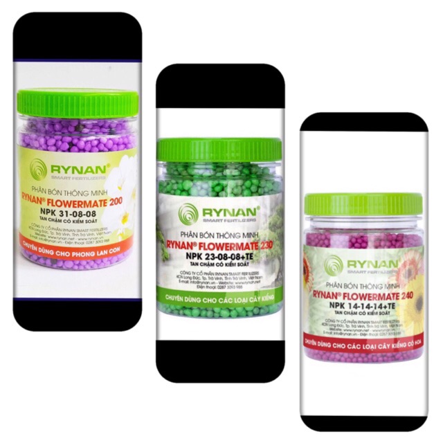 Combo 5 hũ Phân bón tan chậm NPK có kiểm soát (200-230-240)