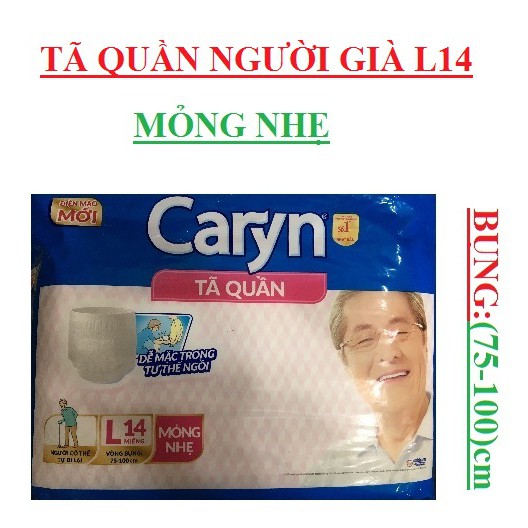 Tã quần người già Caryn, M16 (60-85)cm, L14 (75-100)cm