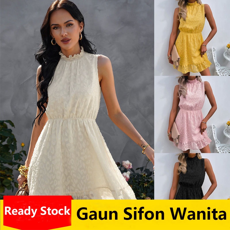 Mới Đầm Chiffon Phối Ren Hoa Thiết Kế Thanh Lịch Cho Nữ