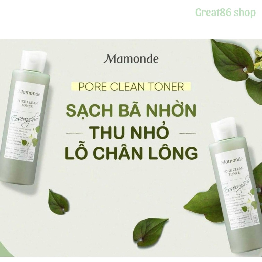 Nước hoa hồng mamonde great86 toner diếp cá se khít lỗ chân lông kiểm soát dầu chai 250ml