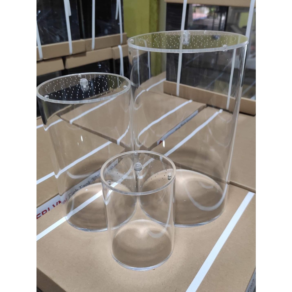 Bể cá mini để bàn trụ tròn Suối Nhỏ  |Terrarium nhựa acrylic siêu trong