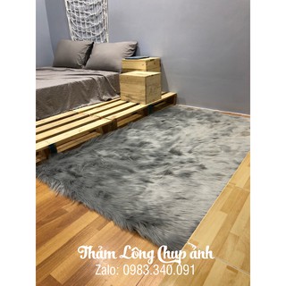 Thảm xám lông dài siêu mịn
