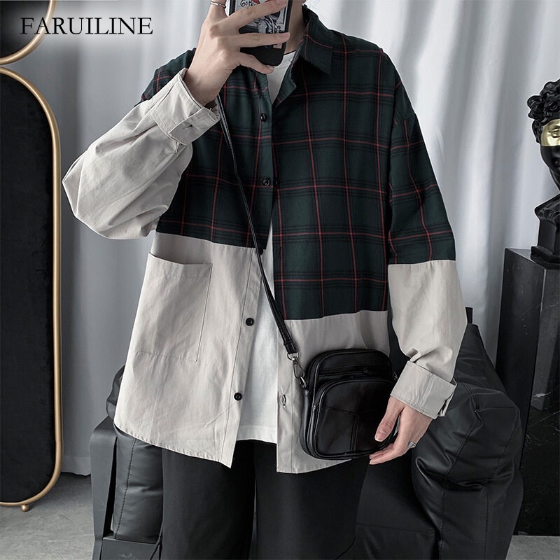 Áo Khoác Sơ Mi Caro Tay Dài Thời Trang Hàn Quốc Cho Nam Furiline KOR024