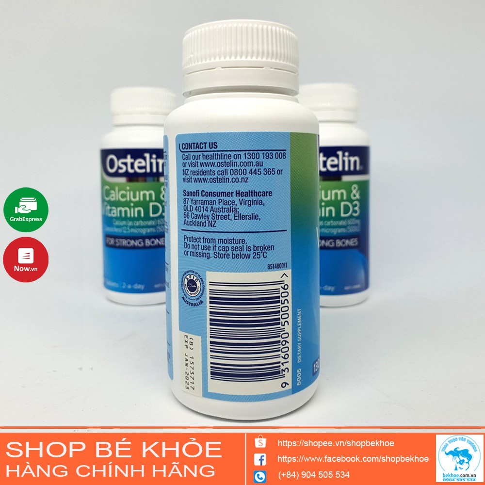 Canxi Ostelin Vitamin D3 - Ostelin Kids Calcium bổ xung canxi D3