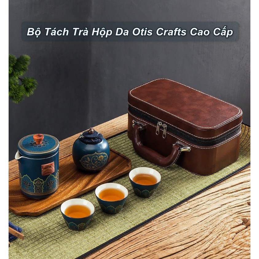 Bộ Tách Trà Hộp Da Otis Crafts Cao Cấp - Home and Garden