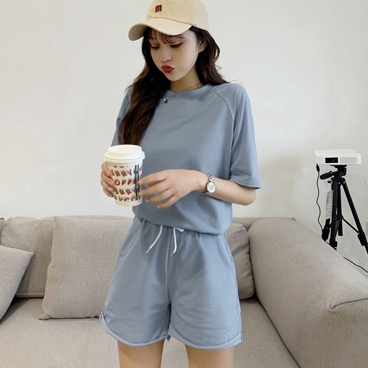 Set Đồ Thể Thao Ngắn Tay Form Rộng Phong Cách Hàn Quốc