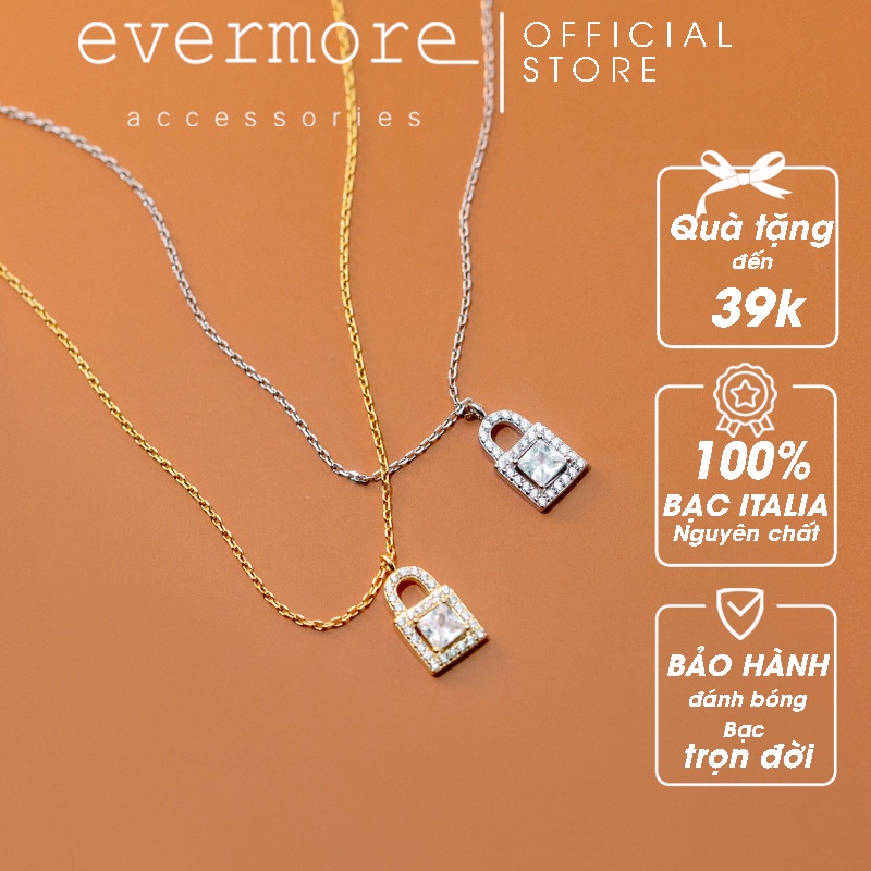 Dây chuyền bạc EVERMORE, vòng cổ bạc ổ khóa love locker phong cách thanh lịch, minimalism - D048