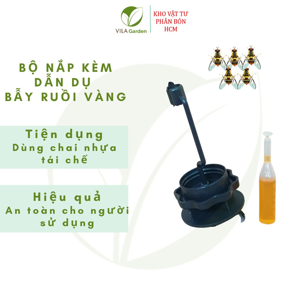 Bộ bẫy ruồi vàng nắp chai nước (kèm chất dẫn dụ)