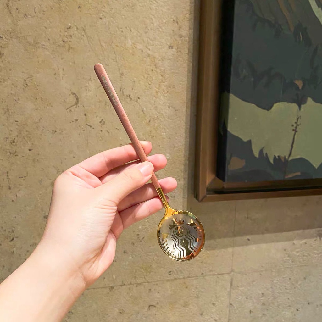 Muỗng cà phê mẫu Starbucks bằng thép không gỉ nhiều màu sắc tiện dụng 15cm