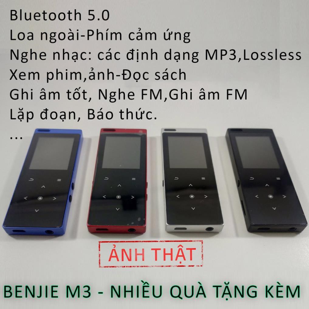 (CÓ SẴN) Máy Nghe Nhạc Lossless Benjie M3 Bản 2021 Bluetooh 5.0 APTX Loa Ngoài Tặng Kèm Tai Nghe Hifi Và Dây Đeo Cổ