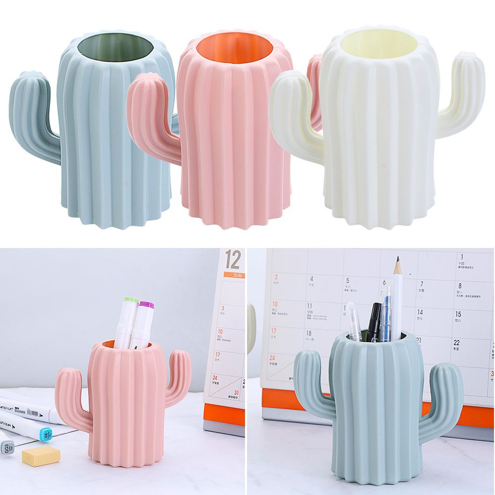 Hộp đựng bút / đồ trang điểm để bàn hình cây xương rồng bằng nhựa nhiều màu sắc độc đáo Daphne