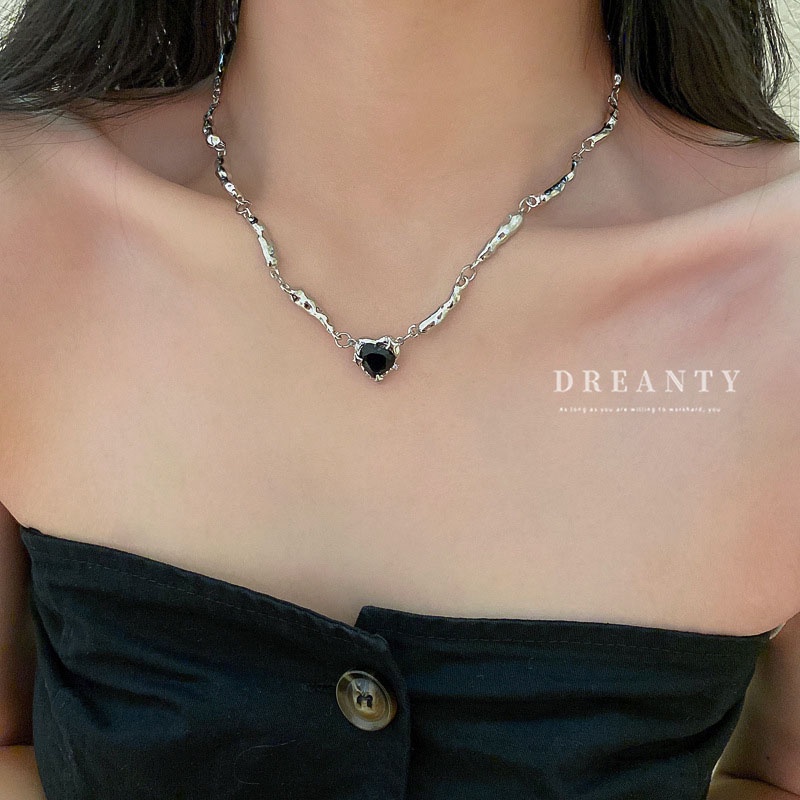 Dây Chuyền Mặt Trái Tim Đính Đá Zircon Phong Cách Hàn Quốc Thời Trang