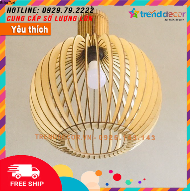 Đèn Gỗ thả trần trang trí dáng Củ tỏi - Đèn gỗ Decor trang trí nhà, quán cà phê siêu đẹp - Tặng kèm bóng điện 3W