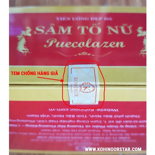 SÂM TỐ NỮ KOHINOOR viên uống đẹp da Puecolazen bổ sung nội tiết tố nữ, mờ nám, tàn nhang | BigBuy360 - bigbuy360.vn
